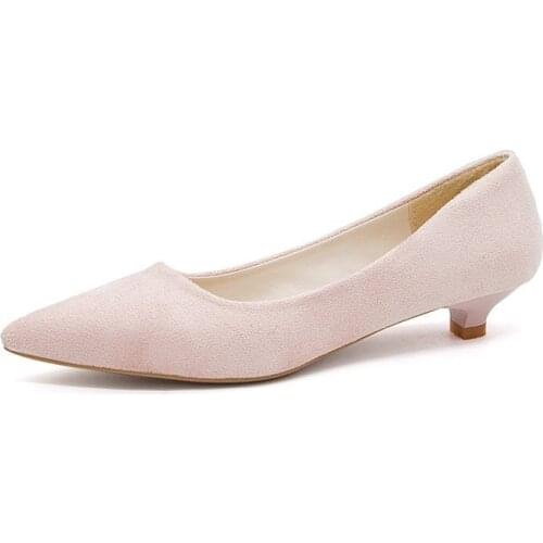 Women 3cm Low Heels Pumps Pointed Toe Dress Shoes Suede Concise Office Shoes Woman Single Shoes Ladies Work Shoes Zapatos Mujer
