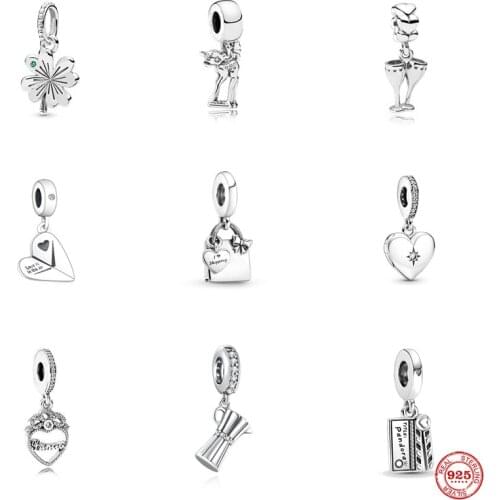 2021 New Love Heart Cross Airplane Feather Beads Fit Original Pandora Charms Silver 925 Bracelet DIY Women Jewelry