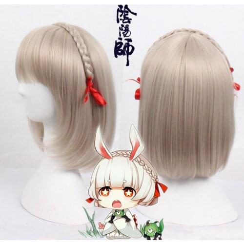 Onmyoji Short Bob Wig Cosplay Costume Synthetic Braiding Hair Perucas Halloween Costume Party Play Wigs For Women