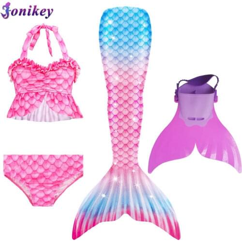 Girls Mermaid Tail Swimsuit mermaid tail with Monofin Halloween Costume Anime Childrens Swimwear Dresses Mermaid Girl Suit Kids
