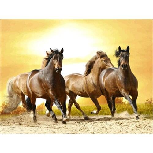 Animal Horse Flower Printed 11CT Cross-Stitch DIY Embroidery Complete Kit DMC Threads Knitting Sewing Needlework Stamped