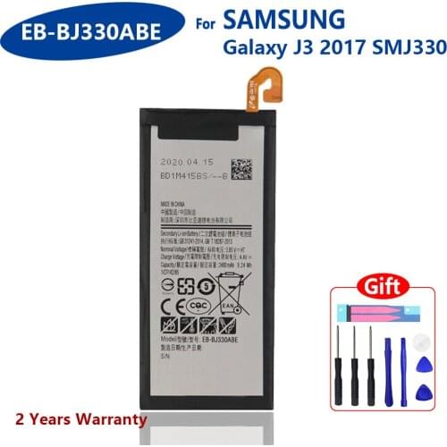 100% Genuine EB-BJ330ABE For Samsung GALAXY J3 SM-J330 J3300 2017 Version 2400mAh Mobile Phone New Batteries With Gifts Tools