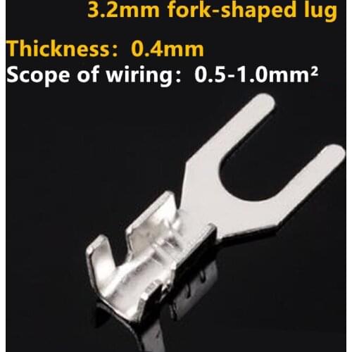 100PCS 3.2mm Y-shape Wire Crimp Terminal Fork-shaped cold-pressed terminal Bare terminal U-shaped lug Grounding lug