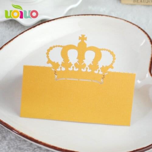 2018 hot sell wedding and party favor gold color crown shape seat and place card