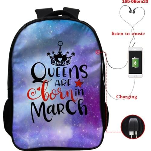 2021 Queen Are Born In Backpacks Teenage Boys Girls Schoolbag 3D Print Schoolbag Women Backpack Laptop Bags Backpacks for Women
