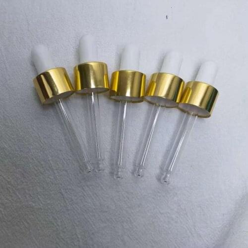 5ml-100ml 18/410 matte gold/silver/black aluminum dropper lid white/black bulb glass tube for essential oil bottle