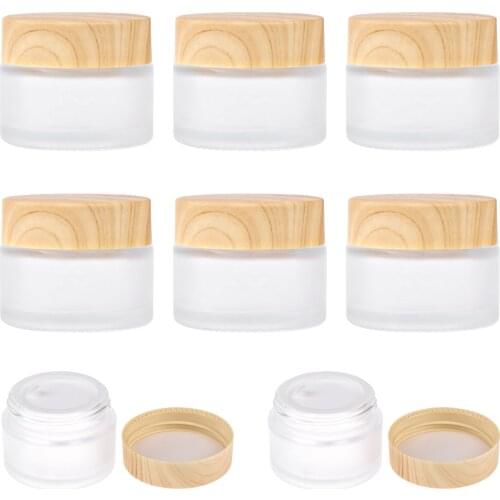8pcs 30g Frosted Glass Empty Jars For Cream Make-Up Skin Care Container Refillable Bottles Cosmetic Packing