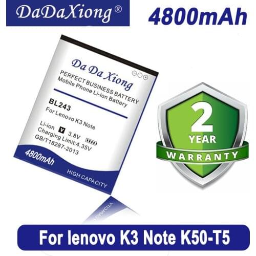 Original DaDaXiong High Capacity 4800mAh BL243 Battery For Lenovo K3 Note K50-T5 A7000 A5500 A5600 A7600 Mobile Phone Battery