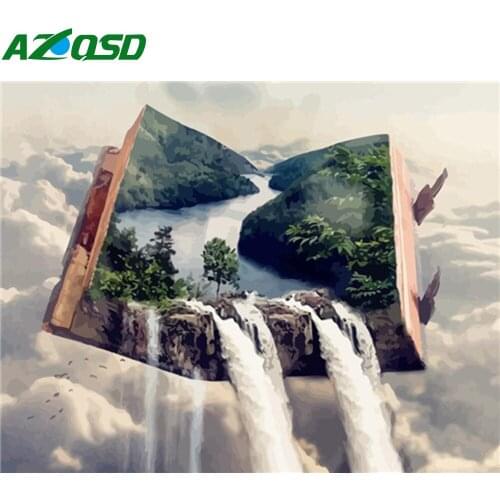 AZQSD Oil Painting By Numbers 40x50cm Book Abstract Art Handmade Gift DIY Pictures By Numbers Canvas Landscape Home Decoration