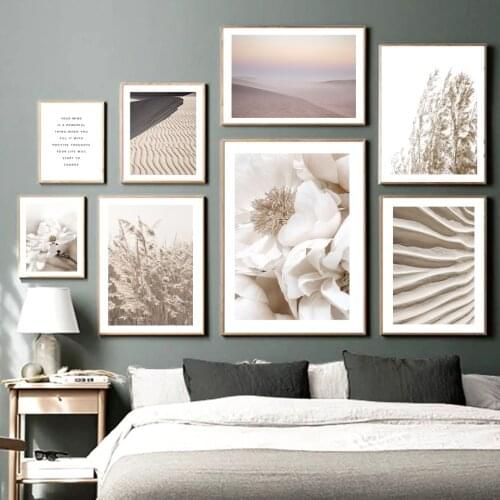 White Flower Desert Dried Grass Reed Sand Wall Art Canvas Painting Nordic Posters And Prints Wall Pictures For Living Room Decor