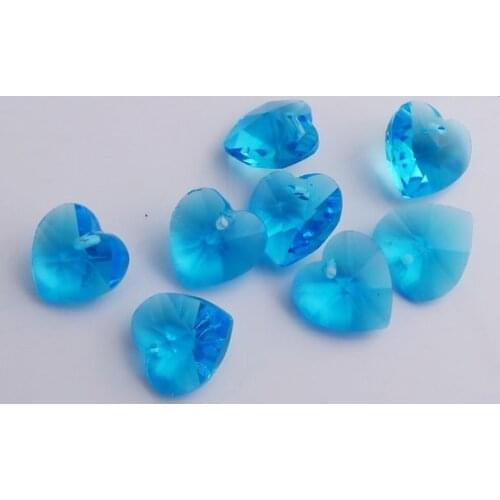 Free Shipping! Wholesale AAA Top Quality 14mm 6202 crystal heart pendant beads lake blue 60pcs/lot