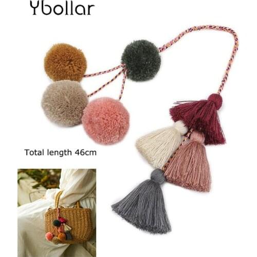 1pc Tassel Keychain Keyring Bag Charms Jewelry Boho Handmade PomPon Cotton Cord Handbag Car Hanging Accessories