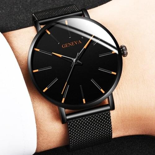 Ultra Thin Watches Simple Men Business Stainless Steel Mesh Belt Quartz Watch Relogio Masculino relojes para hombre