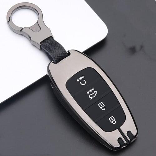 Zinc Alloy Car Key Case Cover for Hyundai Solaris Sonata Hybrid NEXO NX4 New Grand Santa Fe Tucson 2020 2021 Accessories Styling