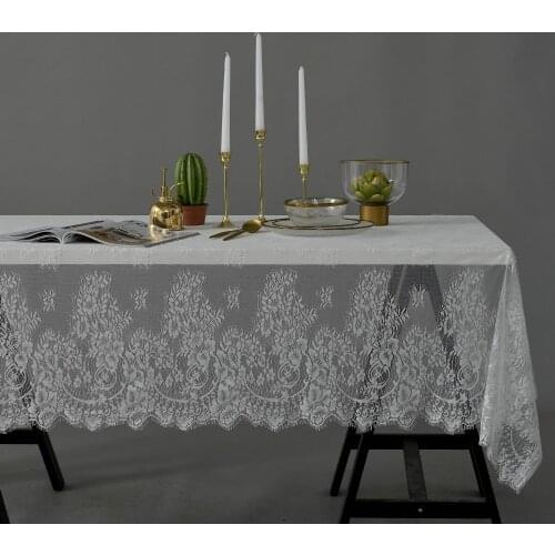 INS Black/White Lace Print Tablecloth Living Room Tablecloth Tea Table Cover Towel Bedroom Desk Cloth Nordic Home Fabric Decor