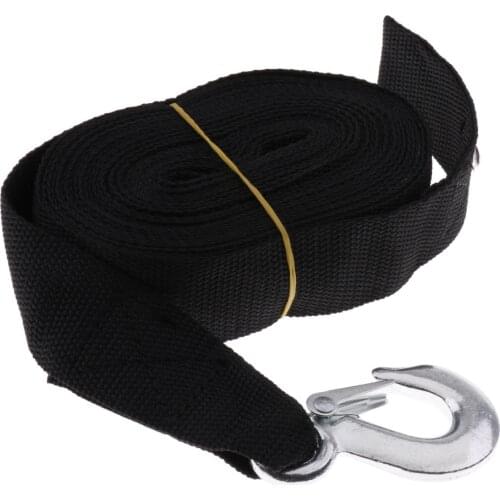 Black Winch Trailer Replacement Strap With Heavy Duty Hook For Boats