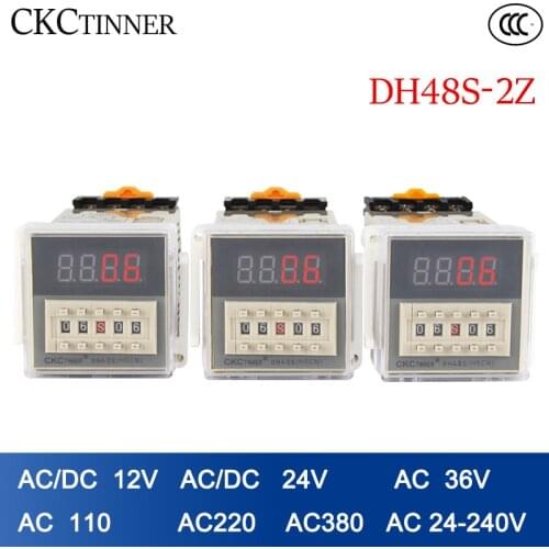 Digital LED Programmable Timer Relay Switch DH48S-2Z 0.01S-99H99M With Socket Base AC/DC 12V 24V 36V 110V 220V 380V Delay Timer