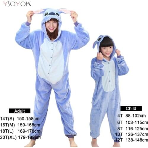 Kigurumi Kids Stitch Onesie Adult Animal Anime Panda Pajama Sets unicornio Sleepwear Baby Girls Boys Unicorn Onesies Overalls