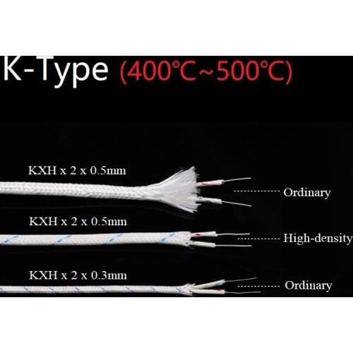 K-Type KX-H 2Cores 3Cores Temperature Measure Wire Fiberglass Braid High Temperature Insulated Compensation Cable Line