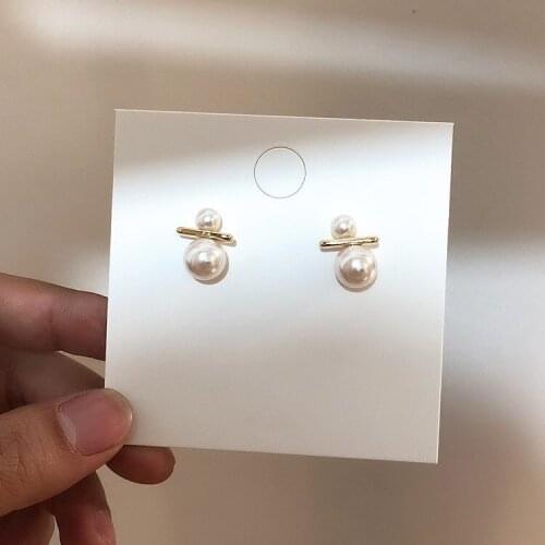 Elegant Double Pearl Stud Earrings for Women Girl Simple Pearl Earring Summer Holiday Party Jewelry Valentines Day Gift