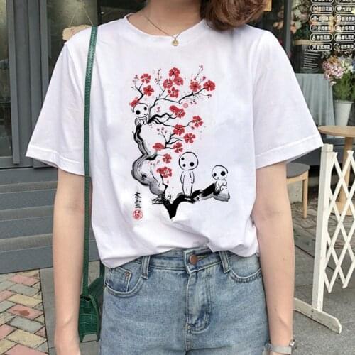 FIXSYS Cute Anime Tops Totoro Studio Ghibli Harajuku Kawaii T Shirt Women Ullzang Miyazaki Hayao Tshirt Funny Cartoon T-shirt