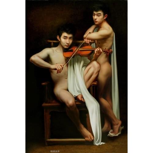 Hot sale- GOOD quality TOP art oil painting work--nude male Nice GAY MAN oil painting male art - Romantic & inebriation