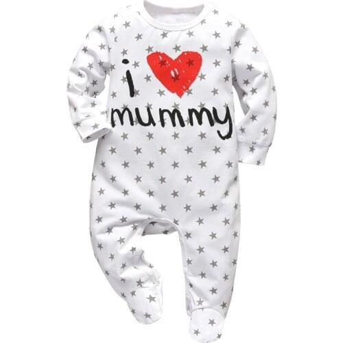 Newborn Baby Boy Girl Rompers Long Sleeve Infant Pajama Letter Print Cotton Pullover Jumpsuit Autumn Baby Toddler Clothes