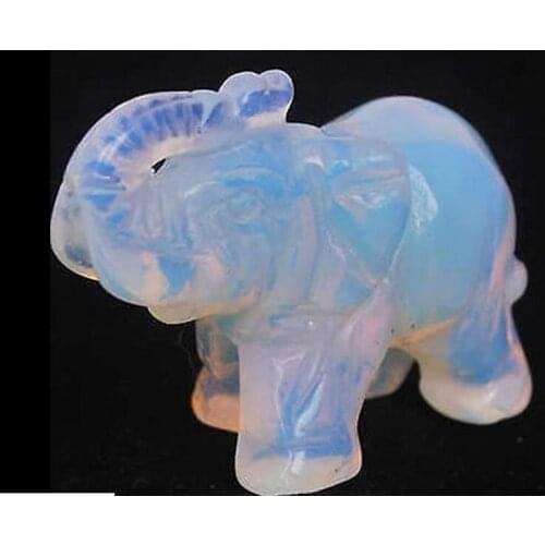 MOONSTONE HAND CARVED ELEPHANT STATUE 55MM FENG SHUI STATUE