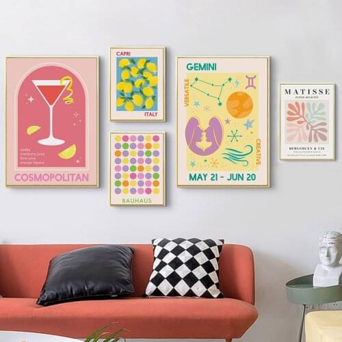 Matisse Picasso Cocktail Zodiac Astrology Abstract Art Canvas Painting Nordic Posters And Prints Wall Pictures For Home Decor