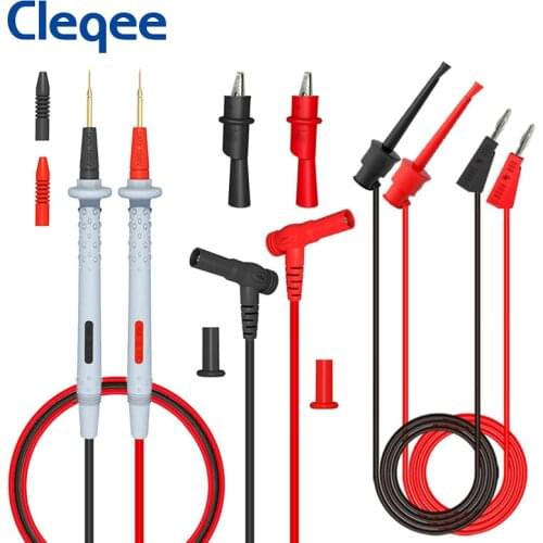 Cleqee P1506C Multimeter Probe Test Leads Kit 4mm Banana Plug to 1mm Sharp Needles with Test Hook Clips Cabels 1000V 20A