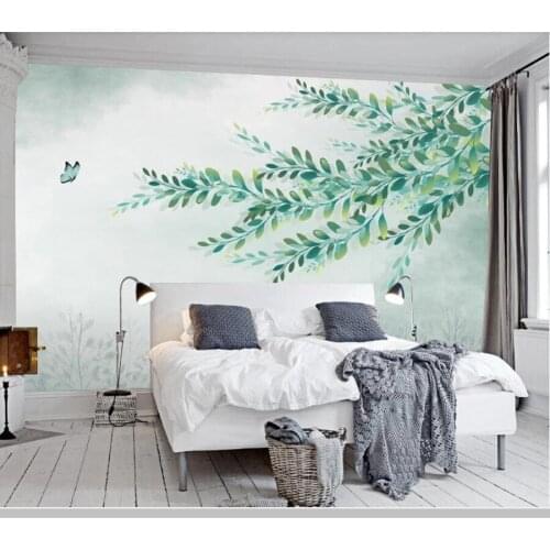 Papel de parede Nordic fresh plant green leaves 3d wallpaper mural,living room tv wall bedroom kitchen wall papers home decor