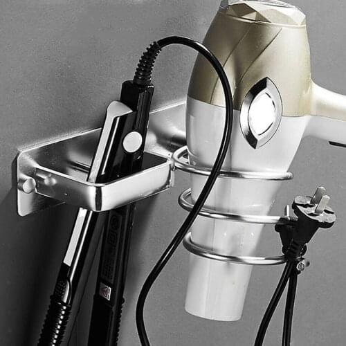 Wall Mounted Hair Dryer Holder Spiral Hair Straightener Storage Organizer Rack Hanger Bathroom Salon Shelf Accessories Tool