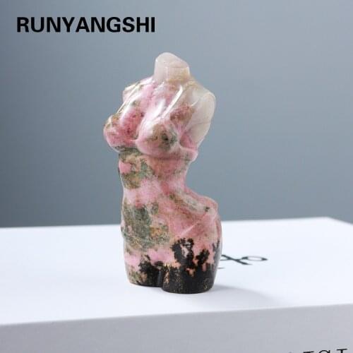 Natural Crystal Stone Rosapyroxene Hand carving Bikini beautiful woman Healing Quartz ornaments Collection of Home decoration