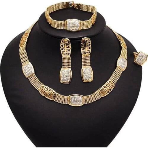 NEW 4SETS Hot sale dubai gold plat High quality Fashion jewelry set Africa wedding women jewelry set earring