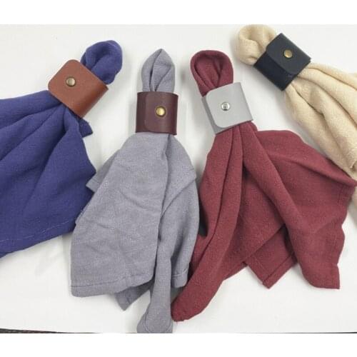NEW 4pcs Leather Napkin Rings Handmade Rustic Napkin Holder for Home Table Christmas Decor Wedding Dinner Party Valentine