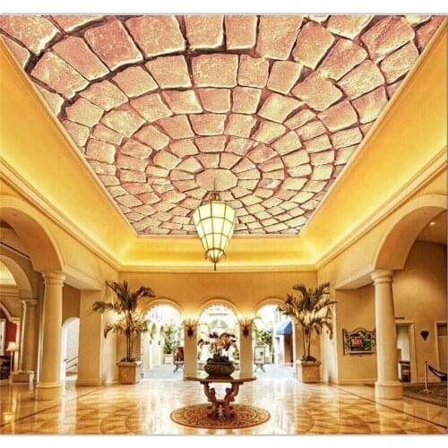 Beibehang Wallpaper custom wallpaper mural 3D HD retro yellow brick mural living room bedroom ceiling background wall