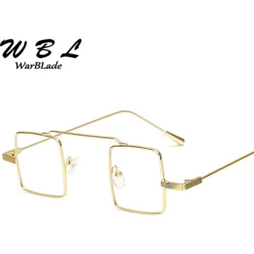 WarBLade Women Retro Hippie Style Small Square Glasses Frame Fashion Men Wide Bridge Metal Punk Clear Lens Glasses