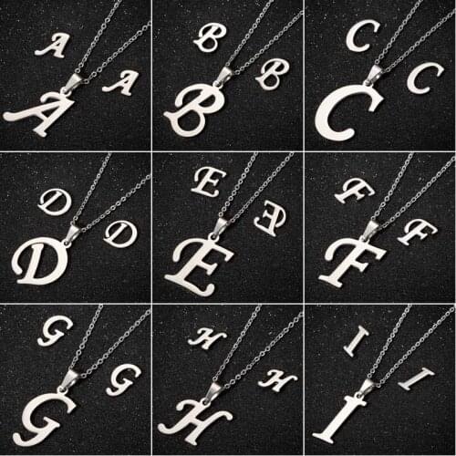 SMJEL Stainless Steel Initial Letter Necklace Men Women Alphabet Pendant Friends Family Necklaces Statement Collier Femme