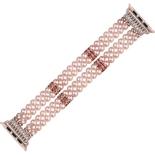 Luxury Women Pearl Jewelry Smart Watch Band Replacement Bands For Smart Watch Compatible For 38mm/40mm/42mm/44mm