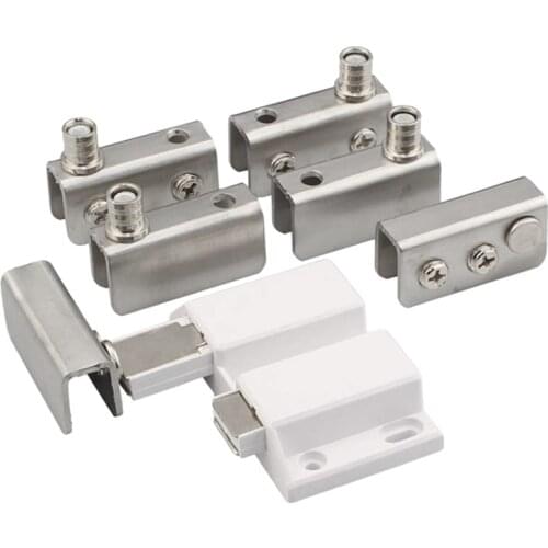 Stainless Steel Glass Door Pivot Hinge Double Head netic Catch Set for 5-8Mm Glass Door