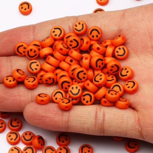 4*7mm Mixed Orange Smiley Beads Round Flat Loose Spacer Acrylic Beads For Jewelry Making Diy Bracelet Necklace Accessories