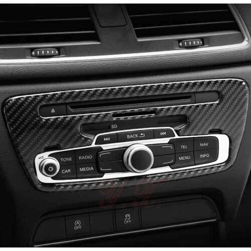 Carbon Fiber For Audi Q3 2013-2017 Center Console multimedia knob Decoration Stickers Trim Frame Covers Car Accessories