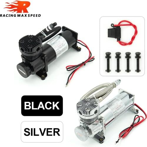 Universal DC 12V 480c MAXPOWER 200 PSI Outlet 3/8 or 1/4 car Air Suspension Compressor/ Pump Silver and Black Car Accessories