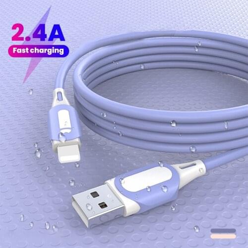 2.4A Fast Charging USB Data Cable Liquid Silicone 8 Pin Kable USB To Type C/8 Pin For iPhone Charger Cord For iPhone 12 Redmi 10