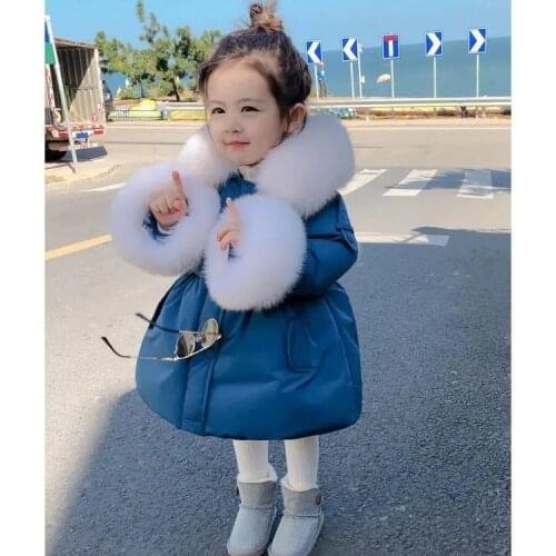 Girls, childrens new cotton wool collar fashion baby down cotton clothing tide