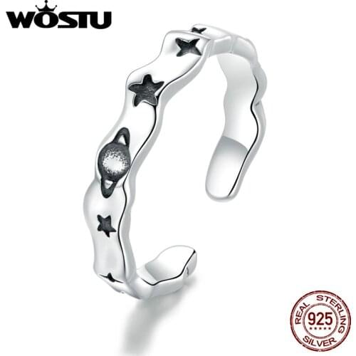 WOSTU New 925 Sterling Silver Romantic Planet Adjustable Finger Ring for Women 2020 Zodiac Fashion Jewelry Bijoux DXR678