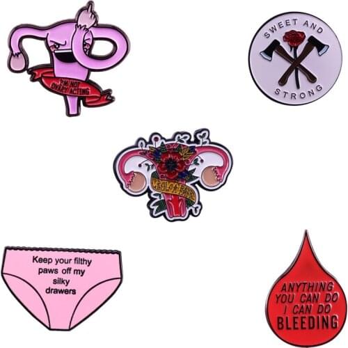 Women Ovaries Uterus Period Pride Badge Funny Panties Political Flowers Brooch Feminist Collection