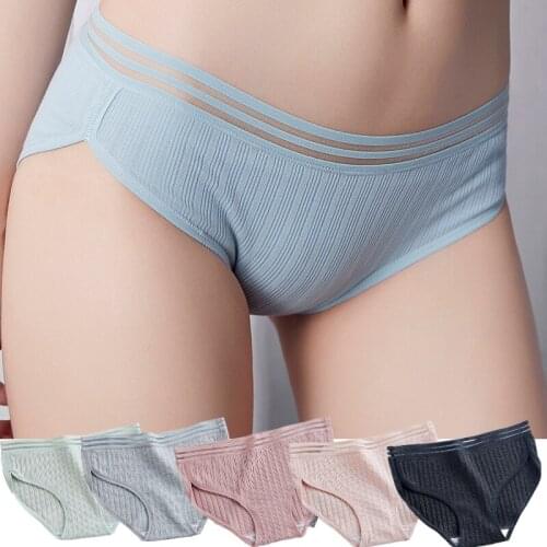 Girls Cotton Panties Female Sexy Lace Edge Underwear Striped Breathable Briefs Women Cotton Crotch Lingerie Intimates