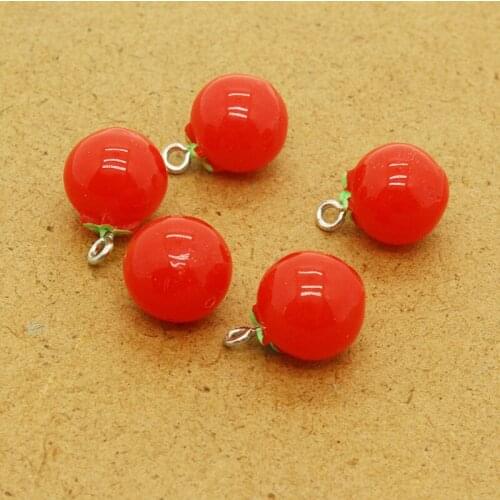 10pcs Cute 3D Mini Tomatoes Resin Food Charms Diy Crafts Bookmark Keychain Earring Pendants Accessory For Women Jewelry Making