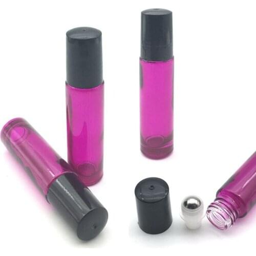 1000pcs Empty Essential Oil 10ml Roller Glass Bottle 10cc Rose-red Roll On Bottle Fragrance Perfume